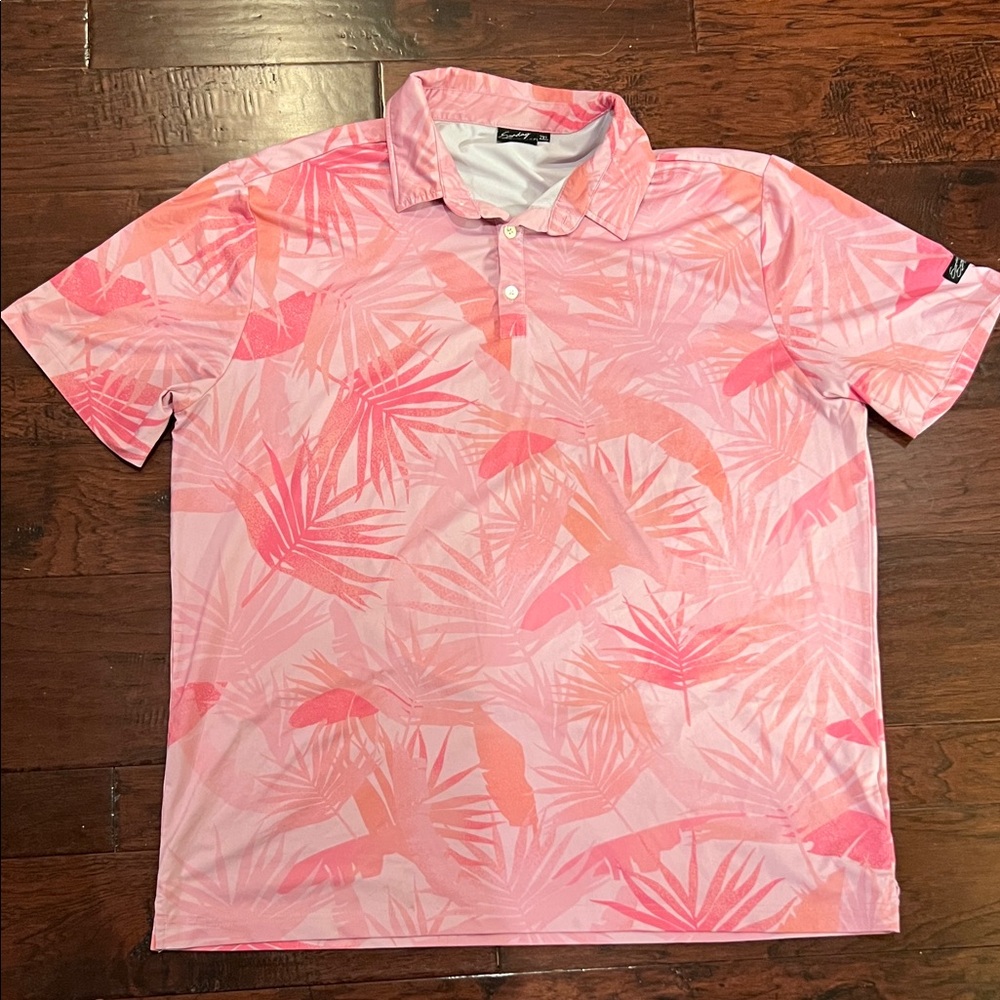 Leafy Pink Polo Shirt